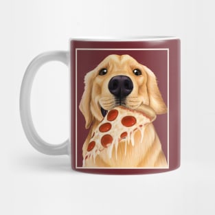 Golden Retriever eating pizza - dog with a slice of pizza Mug